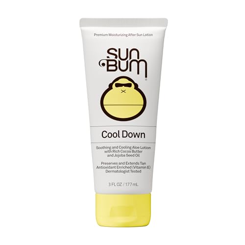 Sun Bum Cool Down Aloe Vera Lotion - wegańska pielęgnacja po opalaniu z masłem kakaowym do koszenia i nawilżenia oparzeń słonecznych - rozmiar podróżny - 85 ml