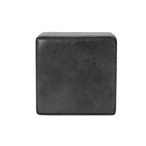 Image of HomePop Square Ottoman with Lift Off Top - Gray Faux Leather Small