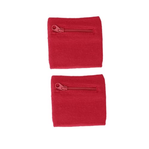 2pcs Running Belt for Men Wristband Bag Zipper Keys Pouch Small Pouch Wristlet Straps Red Bag