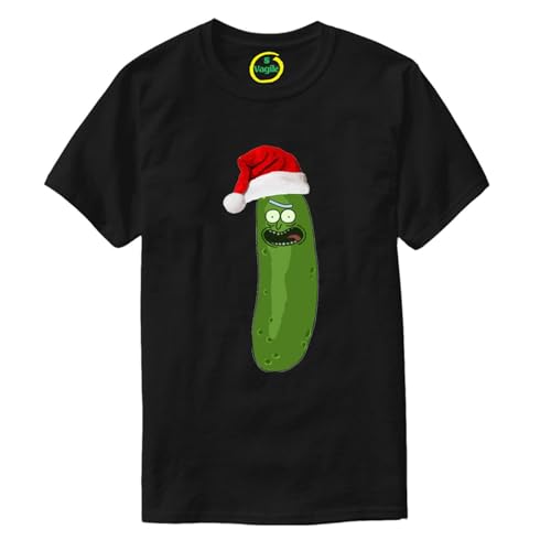 Christmas Pickle Santa T-Shirt, Rick Festive Kids Men's Women's Tee Top Unisex Black