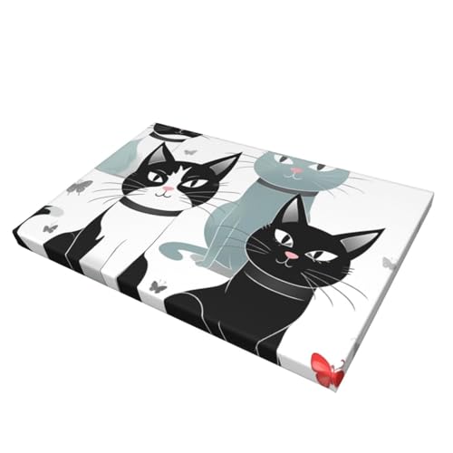 Toile murale vintage decoration murale d'interieur affiche chat noir blanc