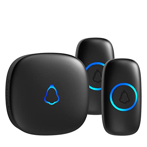 SECRUI Wireless Doorbell with 2 Buttons, Waterproof Mini Door Bell 1,000ft Range 110dB Mute Mode 58 Door Chimes & Colorful LED Flashing - Black by SECRUI - Used condition - US$18.99