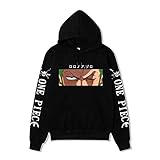  Vocha One Piece Sudadera con Capucha Roronoa Zoro Kawaii Luffy Hoodie Anime Ropa Sudaderas Pullover Cosplay (Black2,M,M)