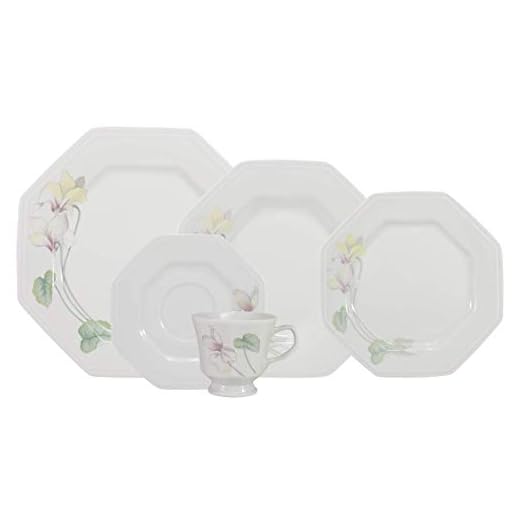 Serviço de Jantar e Chá 20 peças em Porcelana. Modelo Octogonal Prisma. Decoração Encanto. Fabricado pela Schmidt.