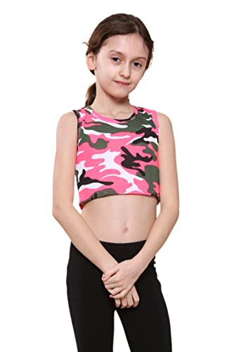 Image of Kids Girls Neon Fluorescent Vest Crop Tops T-Shirt Tee Top Dance Wear Gymnastic Fancy Dress Age 5-14 Years