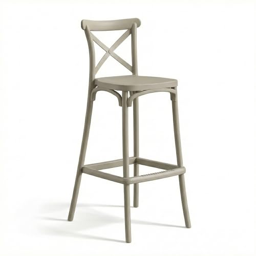 Cribel Set 2 Sgabello Alto Cucina Moderno In Polipropilene Tortora