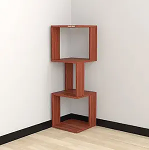 Product-Unique Engineered Wood Wall Corner Shelf Wood Finish Wall Corner Rack Brown