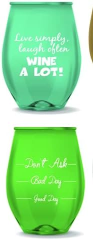 Pen Kit Mall PKM - Stemless Wine Glasses - Set of 12 - NOVELTY FUNNY SAYINGS - CAMPING -CHRISTMAS - NEW YEARS HALLOWEEN (NOVELTY FUNNY SAYINGS) - Image 5