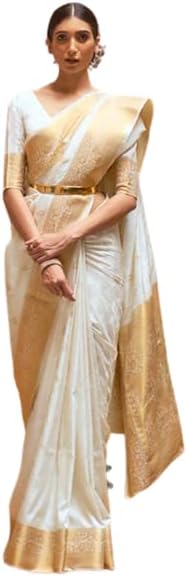 SWORNOF Women's kanjivaram banarasi silk saree for festival Wedding silk with rich pallu Design sarees for women with Unstitched blouse piece