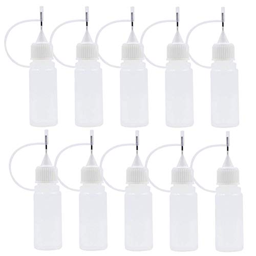 AKOAK 12 Pcs Plastic Squeezable Tip Applicator Bottle,Dropper Bottles with Needle Tip Caps for Glue/Liquid/Oil,Capacity 15ml (White Cap) Montana 