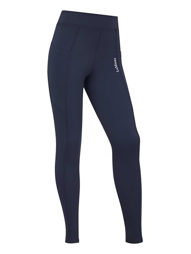 LeMieux Young Rider Darla Sport Legging - Two Phone Pockets - Lightweight Versatile Leggings - Navy - 11-12 Years