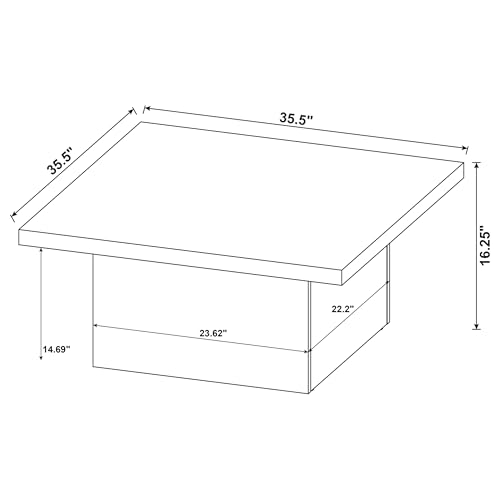Coaster Home Furnishings - Devar - Wood - Square Coffee Table with Pedestal Base, Geometric Design and Contemporary Style - Living Room - White High Gloss - 710898 by Coaster Fine Furniture - Image 8