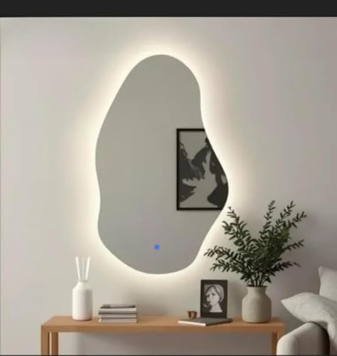 Image of 18x24 inch Irregular Mirror for Wall | Led Wall Mirror for Bathroom and Bedroom |Design for Vanity, Dressing Area, Bedroom & More