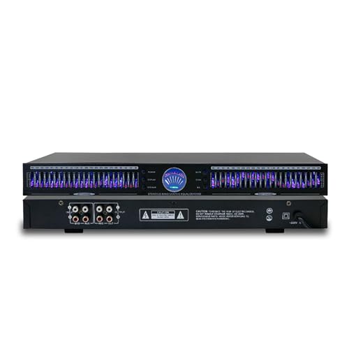 Ecualizador de Audio Profesional, Ecualizador Gráfico Estéreo de 22 Bandas con 10 Efectos Preestablecidos y Reducción de Ruido, Ajuste Independiente de Graves/Medios/Agudos, para Estudio de Grabación, Bar y Escenario miniatura 1