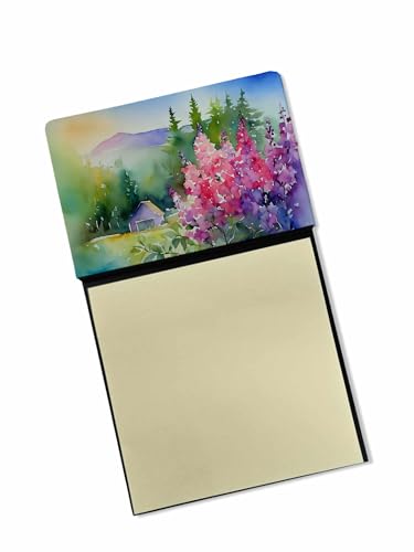 Caroline's Treasures Idaho Syringa in Watercolor Sticky Note Holder Refillable Dispenser Self-Sticky Note Pads, Memo Pads Blank Desk Accessories