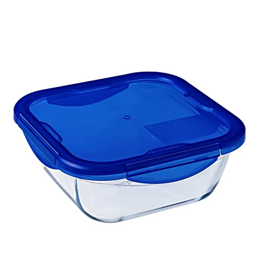 Pyrex - Cook & go - Boîte Carrée en Verre avec Couvercle Hermétique et Étanche Ø 16 cm - Cuisinez au Four, Conservez et Emportez