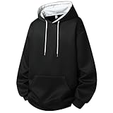 [Fosroe] パーカー メンズ 長袖 おしゃれ ゆったり カジュアル 大きいサイズ フード付き スウェット プルオーバー レディース 男女兼用 春服 秋服 black-XL