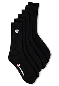 Champion Unisex Socks Basics 6pk Crew Füßlinge, Schwarz, 43-46 EU