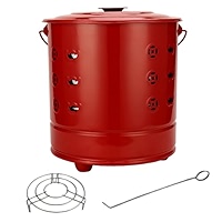 Baril De Combustion Extérieur En Acier Inoxydable - 26x26x29 Cm, Avec Couvercle Et Crochet, Pour Feu De Jardin, Camping