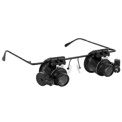 Tomvorks Lupa 20X Lupa de Cabeza Binocular con Luz LED Reparación de Reloj Manos Libres Reloj Instrumento Electrónico para Uso Industrial
