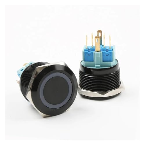 Interrupteur bouton-poussoir noir 25mm commande 12V LED blanche bouton auto moto