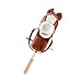 Nurnesy Horse Stick Toy Plush Soft Cartoon Hobby Horse Toy Head Stick with Wood Wheels and Thickened Handle for Kids Toddlers (Coffee)