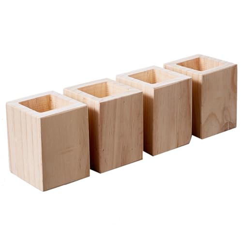 Elevadores de cama de madera resistentes, paquete de 4 elevadores de muebles de madera maciza, añade 5 cm de altura, base de 9,2 cm para mesas o camas