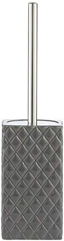 Lene Bjerre Portia Stylish Toilet Cleaning Brush - Harlequin Patterned Toilet Brush - Square Shaped Essential Bathroom Accessory - Metal Finished Handle - Useful Bathroom Decor - Charcoal Grey