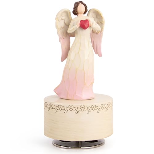YT3 Studio Music Box with Rotating Angel Figurine Hand-Painted Sculpted Guardian Angel Musical Boxes Gifts for Women Mom Girlfriend Musical Birthday Mothers Day Keepsake Home Decor