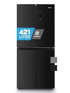 Heinrich´s Cross Door Kühlschrank, Kühlgefrierkombination mit 421L Gesamtvolumen, inkl. Total-No-Frost Funktion, 150L Gefriervolumen, LED Beleuchtung, Multi-Airflow und Fresh Converter System, Six