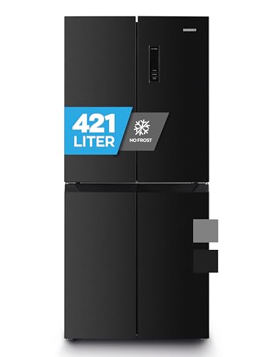 Heinrich´s Cross Door Kühlschrank, Kühlgefrierkombination mit 421L Gesamtvolumen, inkl. Total-No-Frost Funktion, 150L Gefriervolumen, LED Beleuchtung, Multi-Airflow und Fresh Converter System, Six