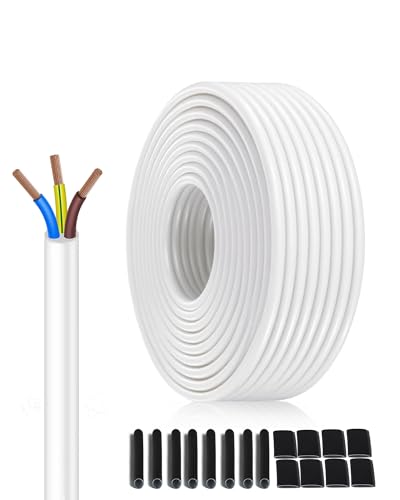 H05VV-F Installationskabel 3X1,5 mm² weiß 30 Meter Länge - Flexibles PVC Elektrokabel Mitmehrdrähtigen Kupferleitern Für Elektrische Anlagen - Zuverlässiges Energieleitungskabel Für Gewerbe Und Ho