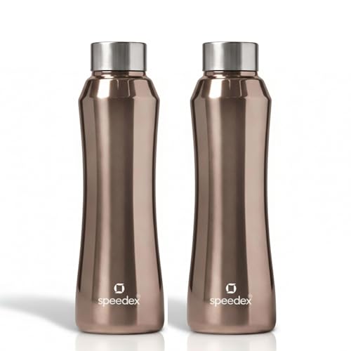 Image of Speedex Stainless Steel Water Bottle 1 Ltr, Leak Proof Screw Cap, BIS Approved 1000 ml Metal Bottle For Daily, Office, School, Gym, Travel Use for Men, Women, Kids, Adults, Copper Gold, Set of 2
