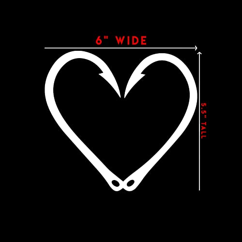 Fishing Hook Heart Love Sticker Decal Notebook Car Laptop 6" X 5.5" (White) #TOP3