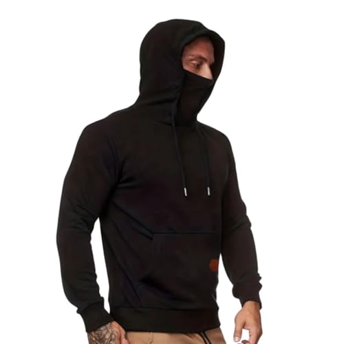 S.I.T.S Mens Pullover Sports Hoodie with Pocket and Mask, Polyester Knitted Sweater (US, Alpha, Large, Regular, Regular, Large)