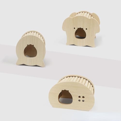 Casa esconderijo de madeira para hamster, madeira natural, ratos para animais de estimação, escalada