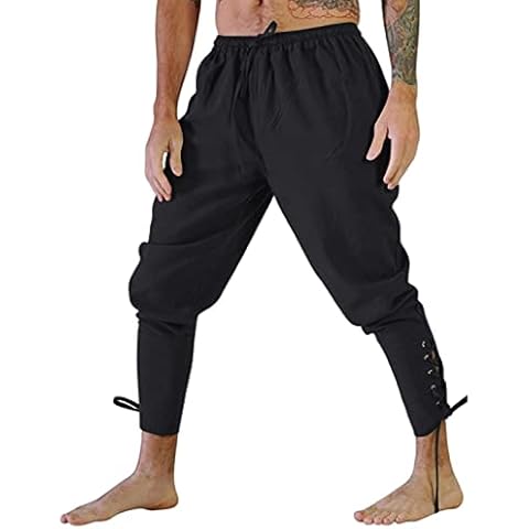 Beokeuioe Pantalones vikingos monocolor con correa de grillete Cover