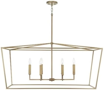 Capital Lighting 837661AD Thea Symmetrical Clear Line Island/Linear Pendant, 6-Light 360 Total Watts, 21" H x 42" W, Aged Brass