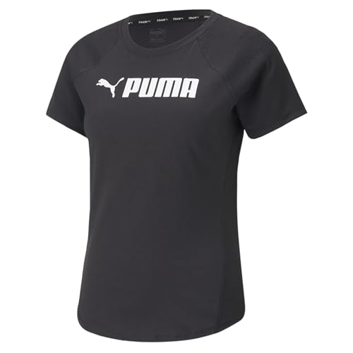PUMA Damen Puma Fit Logo Tee T Shirt, Puma Black-- Puma White, S EU