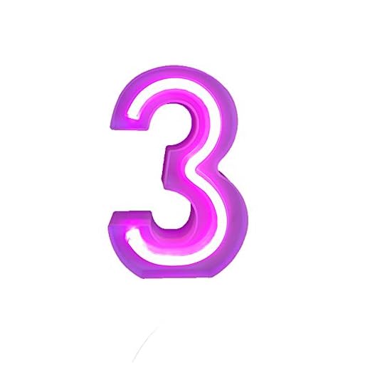 QiaoFei Lys upp Marquee bokstäver lampor bokstäver neonskyltar, väggdekor/bordsdekor för hem bar jul, födelsedagsfest, alla hjärtans dag ord – rosa siffror (3)