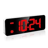 HODIK Alarm Clock for Kids Bedrooms, Small Digital Clock, 4 Dimmable Backlight, 3 Adjustable Volumes with Snooze (RED)