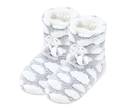 Image of DICUIRD Slipper Socks for Women,Fuzzy House Indoor Boots Slippers with Soft Soles,Warm Cozy Fluffy Sherpa Lined Booties Socks with Non Slip Bottom