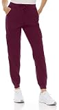 Marilyn Monroe Womens Stretch Knitwaist Six Pocket Scrub Joggers, Wine, L