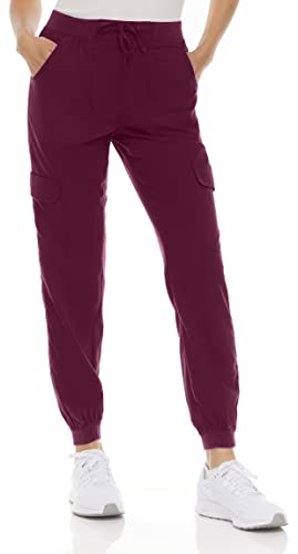 Marilyn Monroe Womens Stretch Knitwaist Six Pocket Scrub Joggers, Wine, L #TOP10