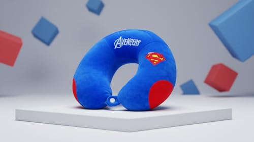 Image of Soft and Comfortable Cartoon Designed U-Shaped Kids Travel Neck Pillow for Airplane Car Flight Head Neck Support for Boys and Girls (Pack of 1, Blue)