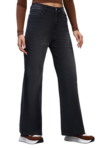 Image of Amazon Brand - INKAST Women High Rise Wide Leg Full Length Cotton Poly Lycra Jeans | Casual Denim Wear