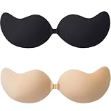 DILUSILK 2 Pairs Sticky Bra Push up Backless Dresses and Tops for Women