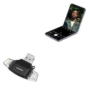 BoxWave Smart Gadget Compatible with Tecno Phantom V Flip – AllReader SD Card Reader, microSD Card Reader SD Compact USB – Jet Black