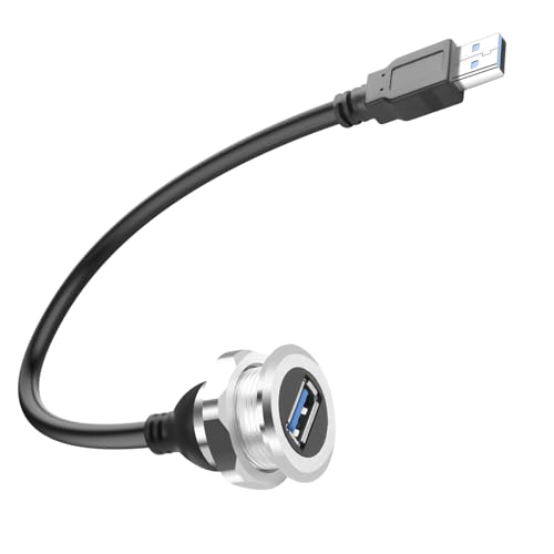 QIANRENON Filetage USB 3.0 - Montage fixe - Câble court - Connecteur type A mâle-femelle - 5 Gbps...