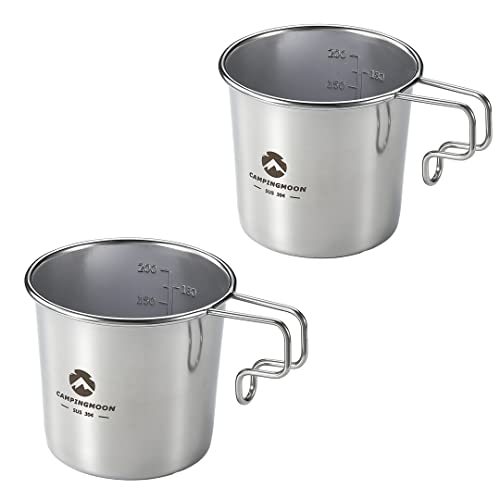CAMPINGMOON 7oz Mug Cup Stackable 304 Stainless Steel Small Little Camping Beer 210ml S-190 (2pc set)